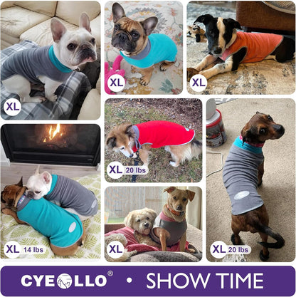 2 Pack Dog Sweater Sweatshirt Stretchy Fleece Vest Pullover Dog Jacket with Reflective Stripe Lightweight Pet Coats Sweaters for Small Dogs Grey & Red